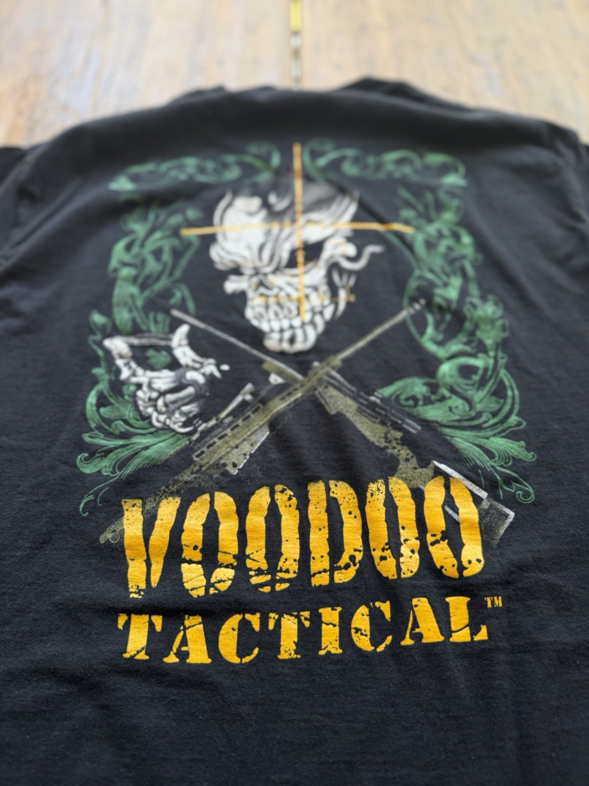 Y2K Voodoo Tactical Skull Crosshairs Rifles Gear Graphic Promo T-Shirt Size Med gallery