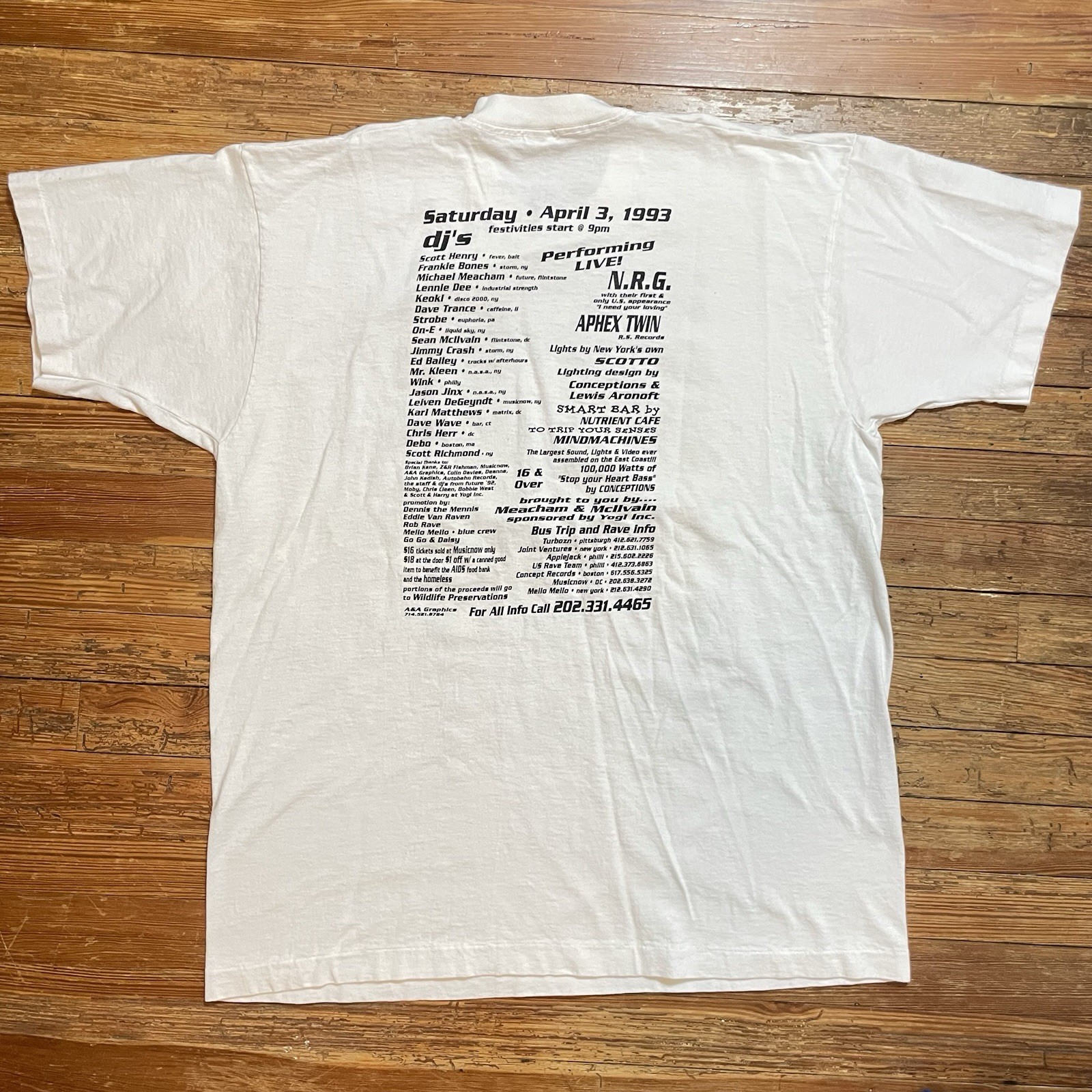 Vintage 90s Rave Shirt Aphex Twin Size XL Washington DC Techno Electronic NRG gallery