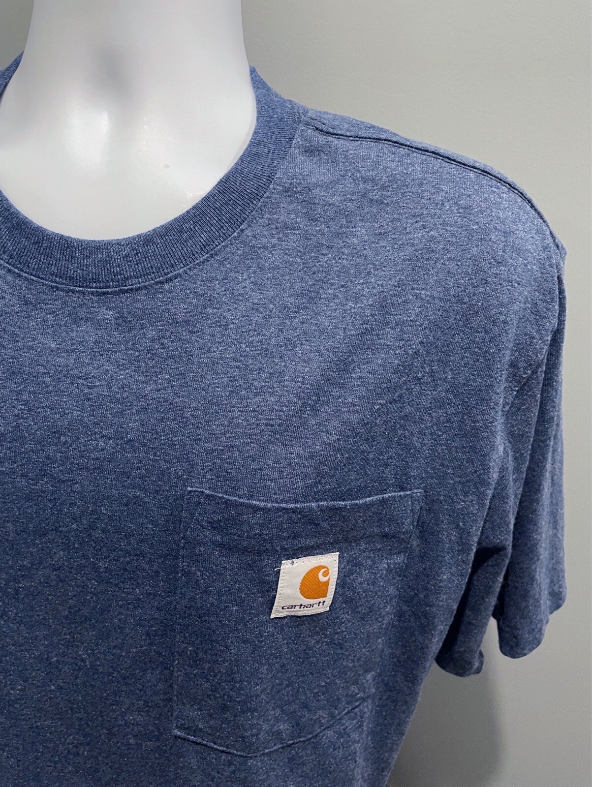Carhartt Men's Large Crew Neck T-Shirt Workwear Heavy Duty Solid Heather Blue gallery