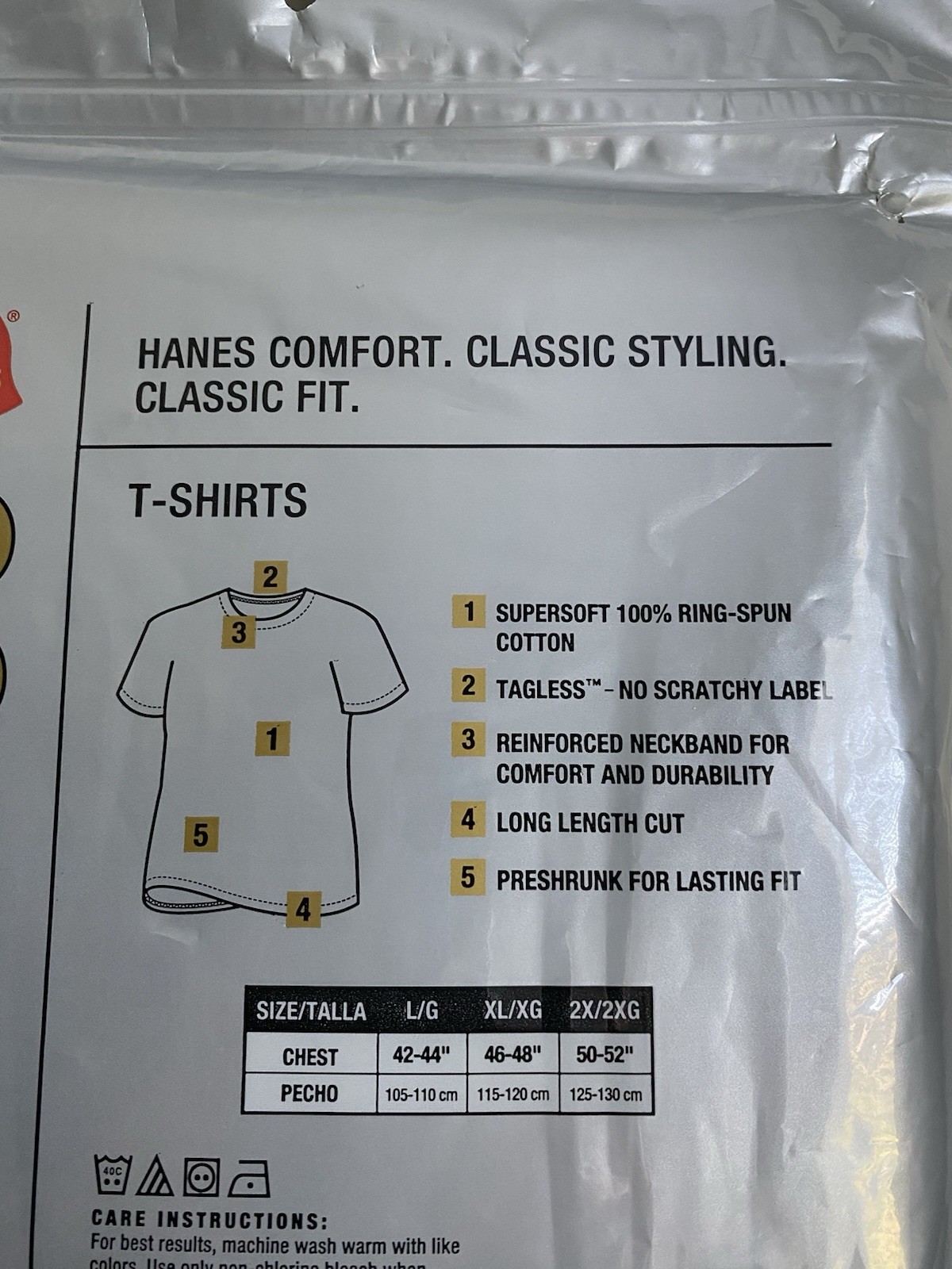 Hanes Classics T-Shirts 2 Pack L Tall Man 100% COTTON Tagless Long Length 9856 gallery