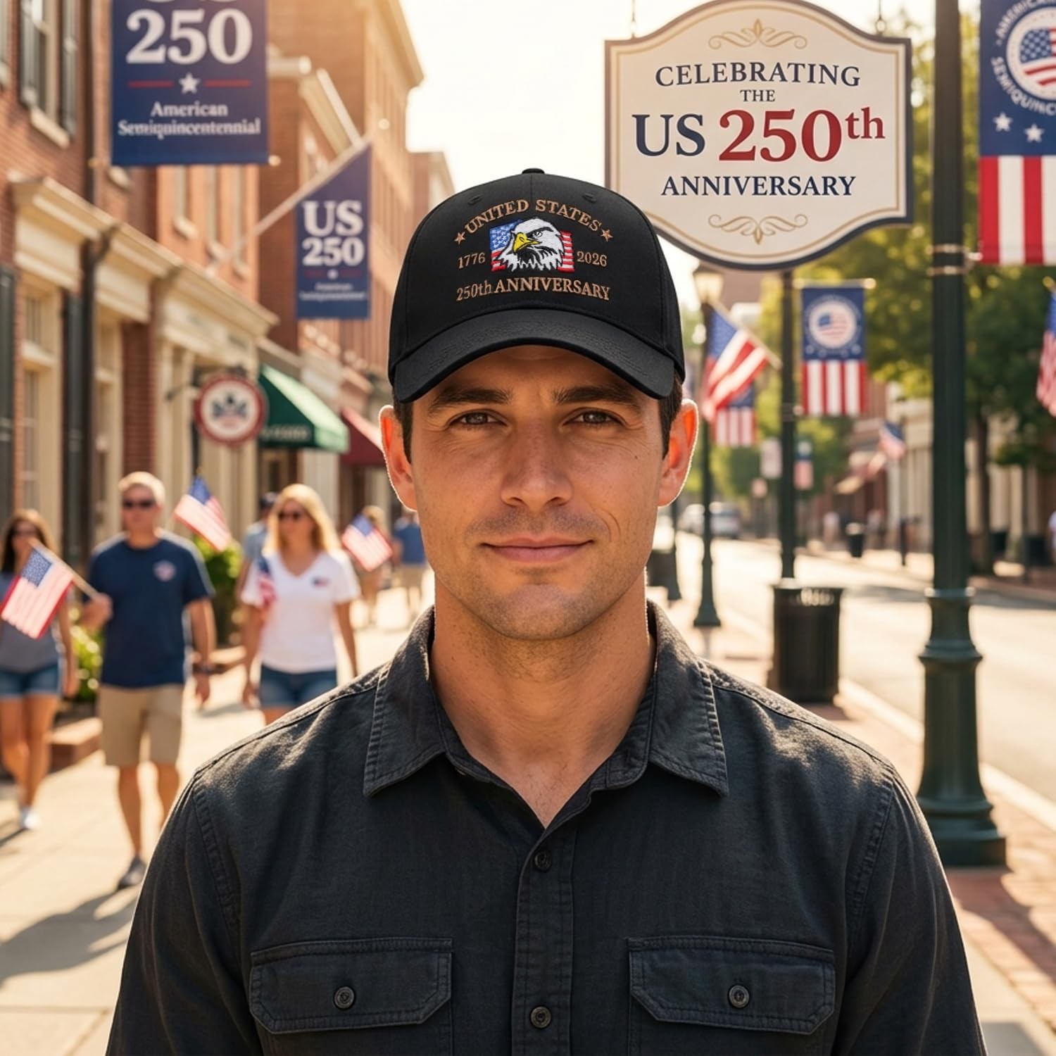 250th Anniversary USA Hat Embroidered American Flag Classic Patriotic Basebal... gallery