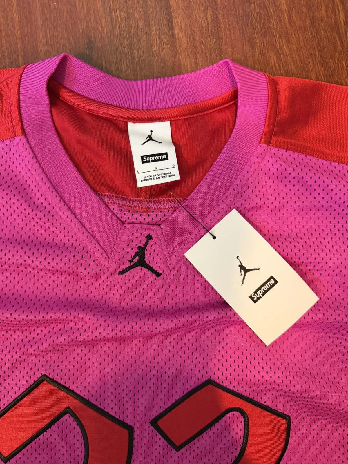 SUPREME JORDAN Warm Up Jersey Pink IR6462-601 Size L gallery