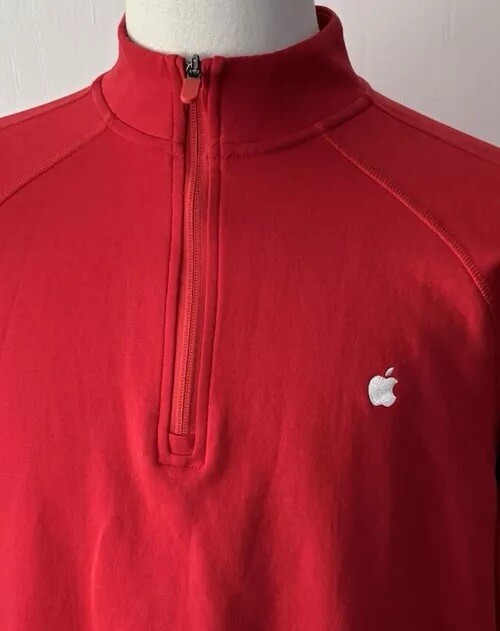 Apple Macintosh 1/4 Zip Jacket Red Long Sleeve Shirt Sweatshirt Top Men’s Large gallery