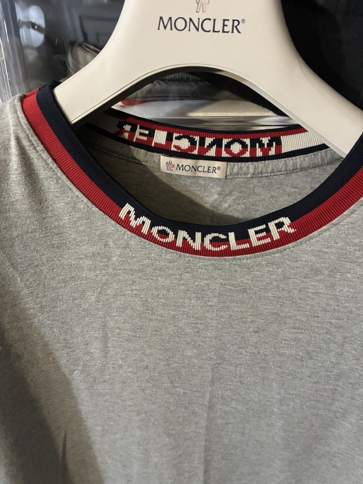 Rare Moncler Gray Neck And Cuff Logo T-shirt Size Large - $595 gallery