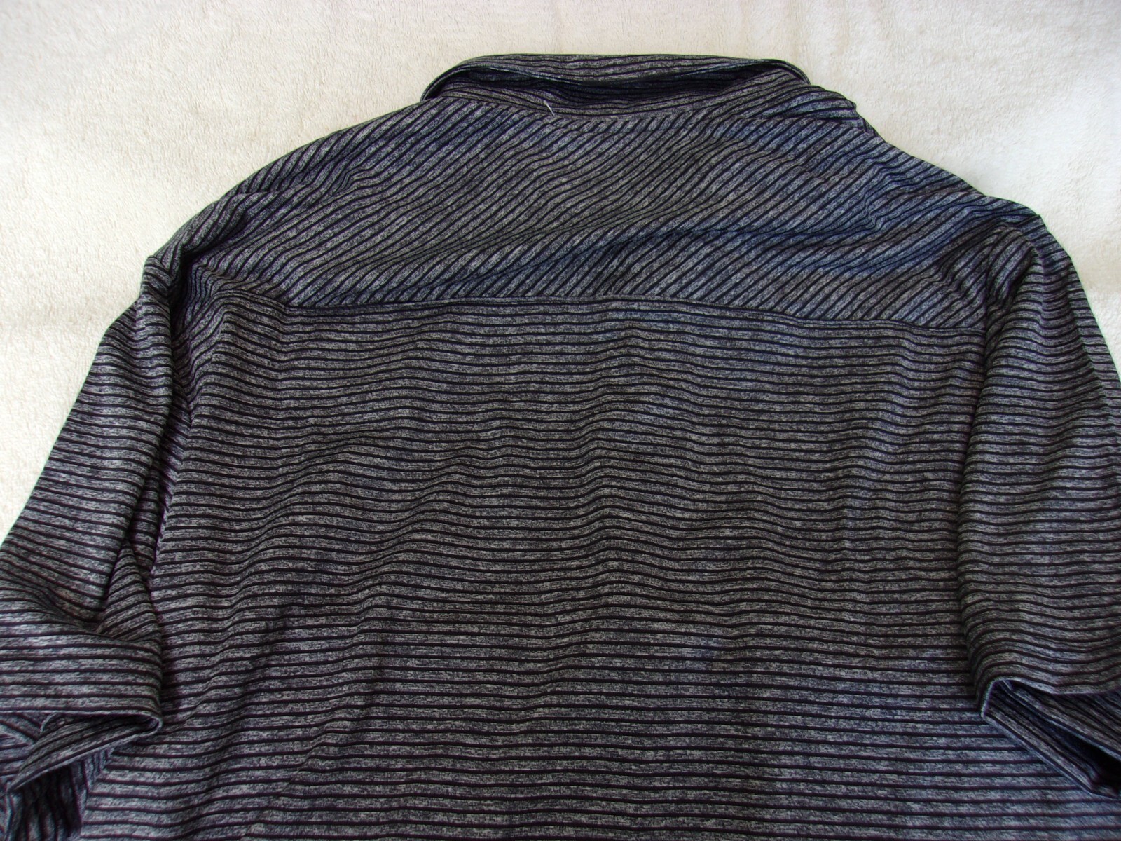 NWT Adidas polo, mens S, M, L, or XXL, gray, black stripes, pointed collar, $60 gallery