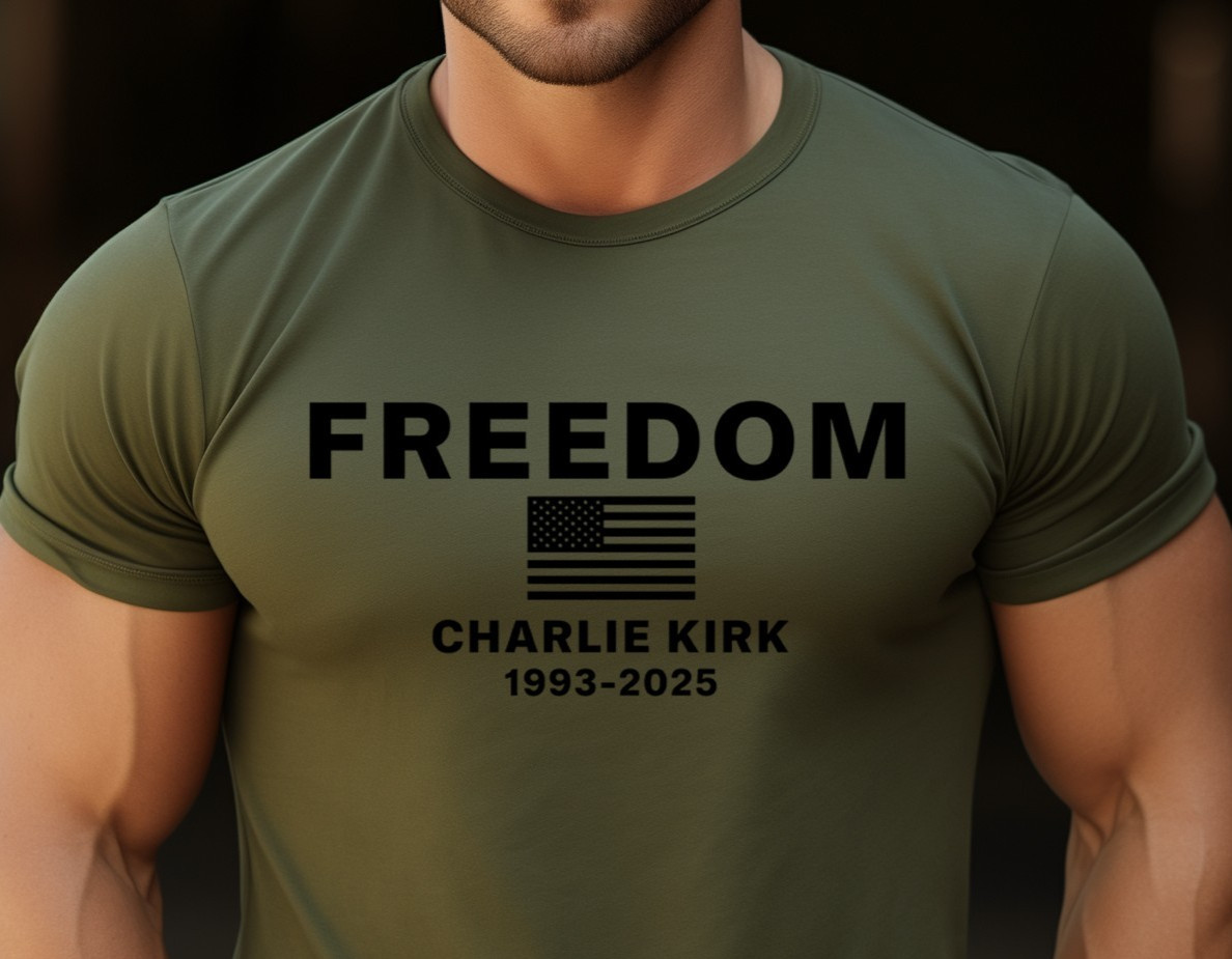 Charlie Kirk Freedom USA American Flag Patriotic T-Shirt gallery