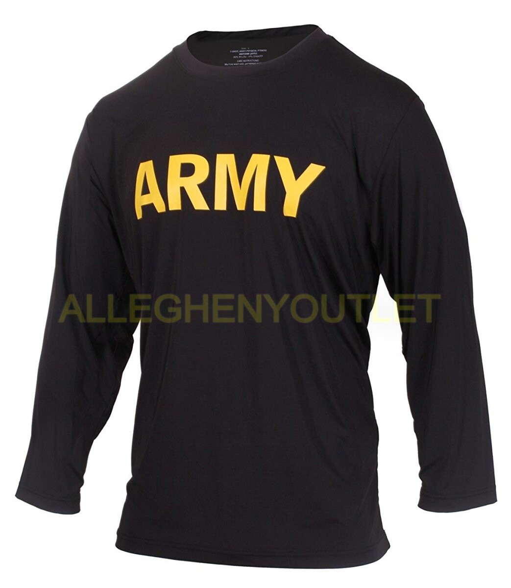 MEDIUM – Men’s APFU Long Sleeve Shirt Army Black and Gold PT Fitness Shirt EXC