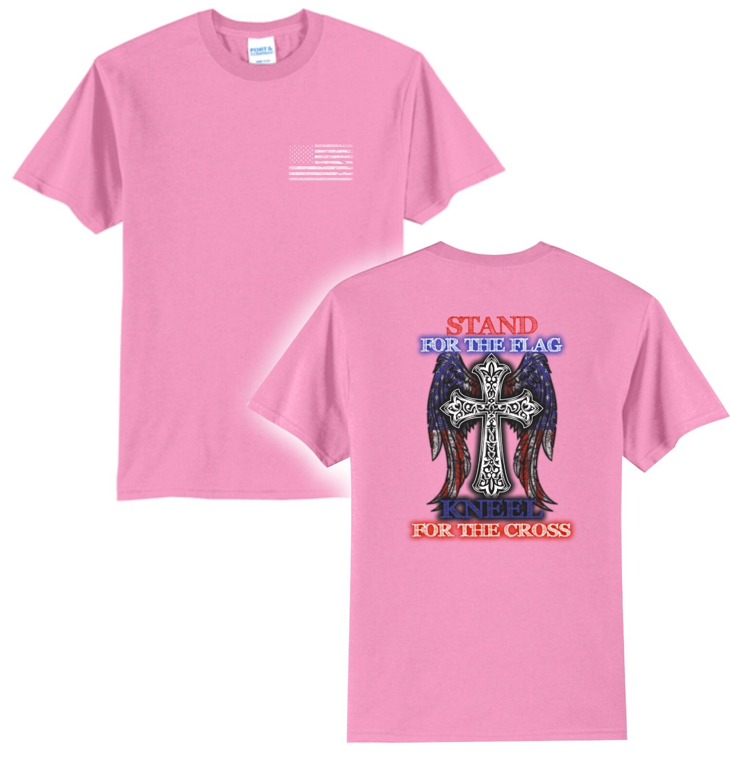 Stand For The Flag, Kneel For The Cross Screen Printed Graphic Unisex Shirt gallery