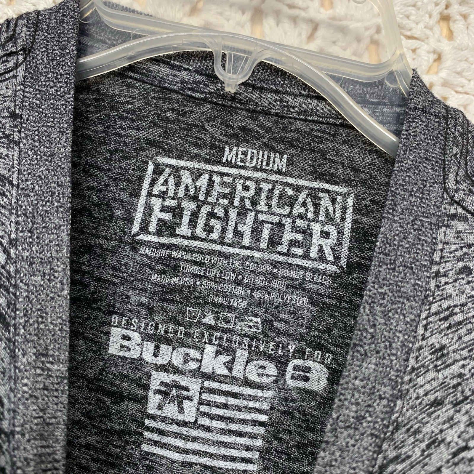 American Fighter Mens Graphic T-Shirt Size M Gray Orange White USA Made gallery