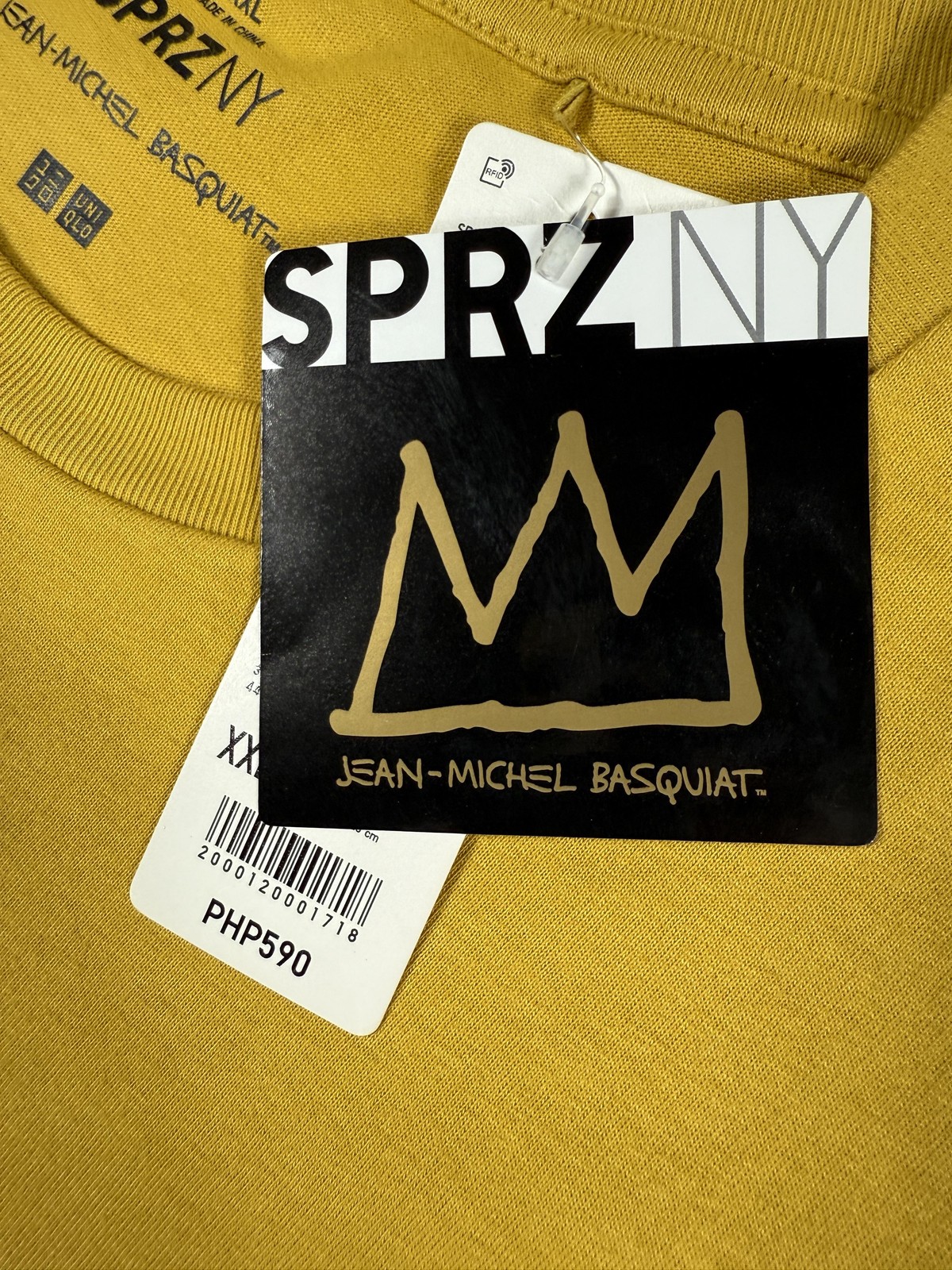 Uniqlo SPRZ NY Basquiat Shirt Mens 2XL Yellow King Pleasure Pocket Graphic Tee gallery