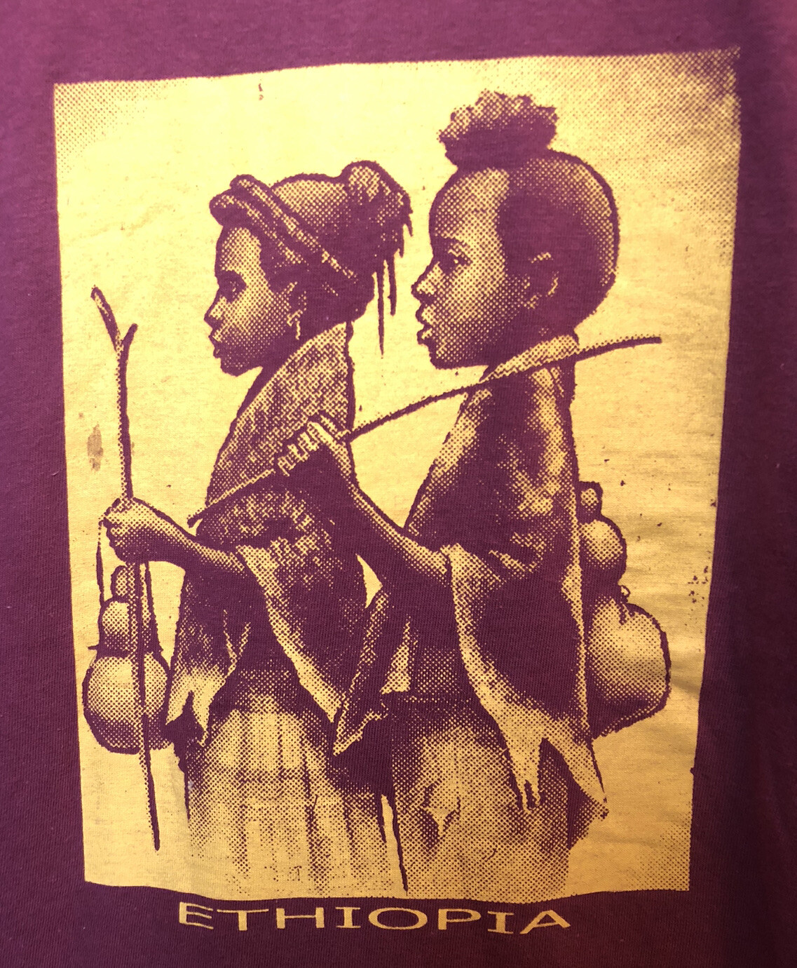 Vintage 90’s Ethiopia T Shirt African Printed Tee Rare Find Size Medium gallery