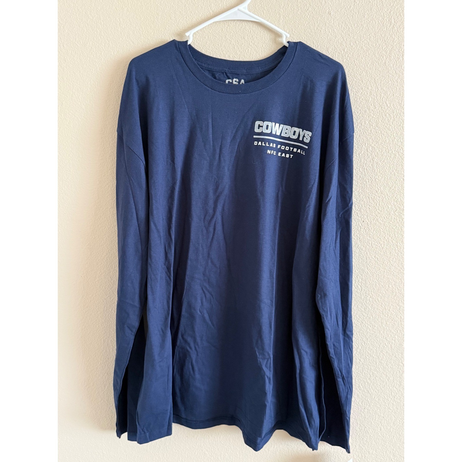 NFL Team Apparel Dallas Cowboys Navy Blue Long Sleeve T-Shirt Mens 2XL New