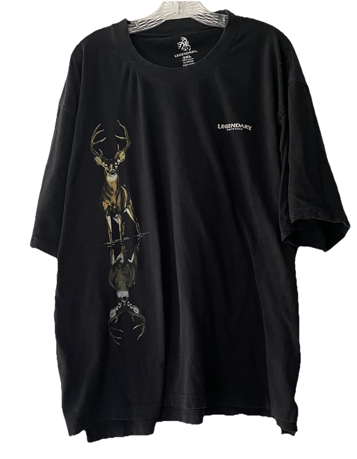 Legendary Men 3X Whitetail Deer Mirror Image Black Double Sided Graphic Shirt gallery