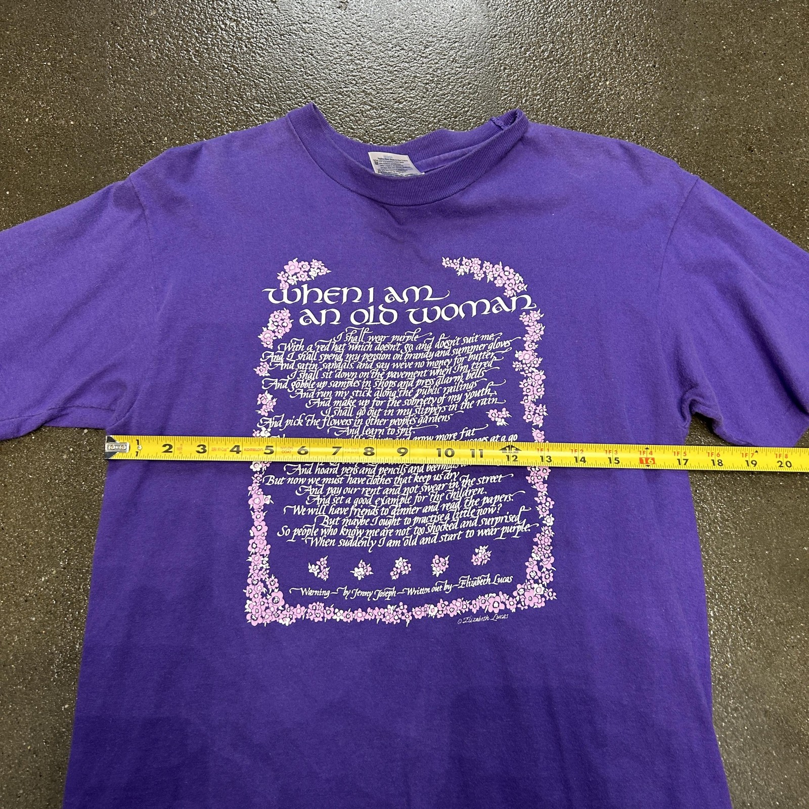 Vintage When I Am An Old Woman Shirt Mens Medium Purple Poem Graphic 90s gallery