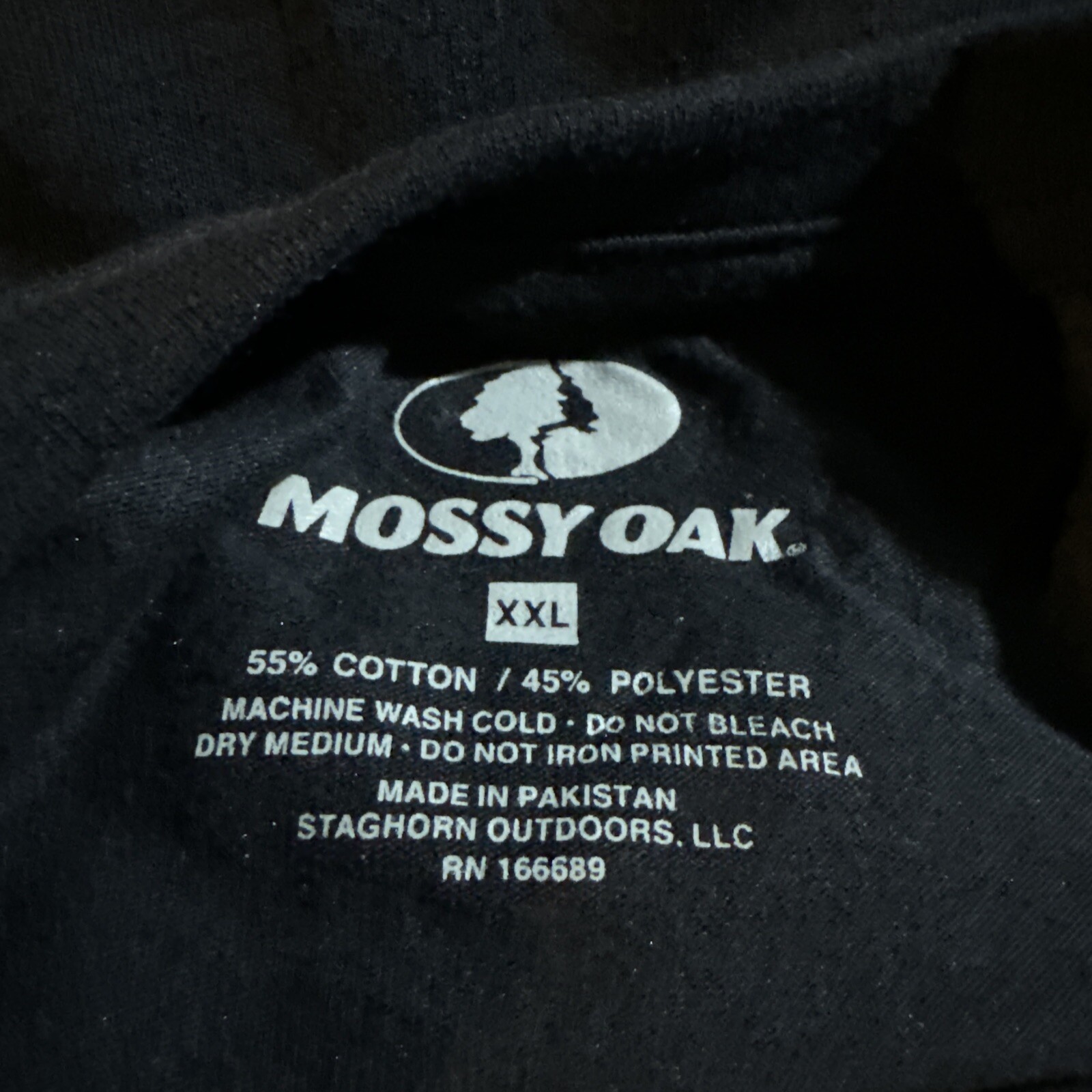 Mossy Oak Men's 2XL Long Sleeve Black T-Shirt With Camouflage Logo gallery