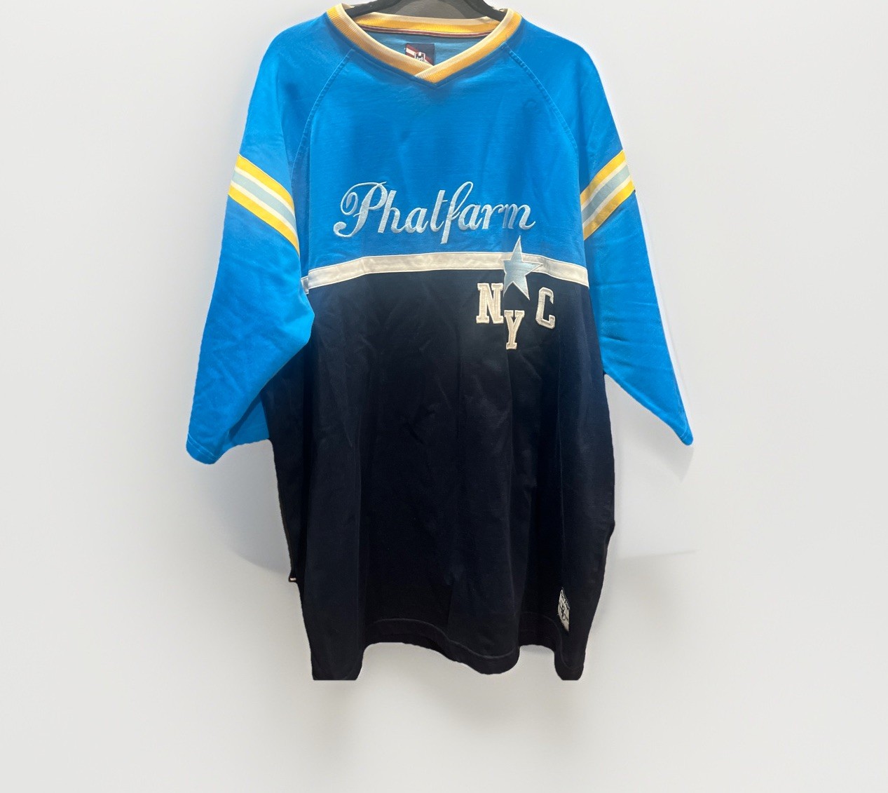 Phatfarm NYC Shirt Color-block Alma Mater Classic American Flava Y2K Hip Hop 2XL gallery