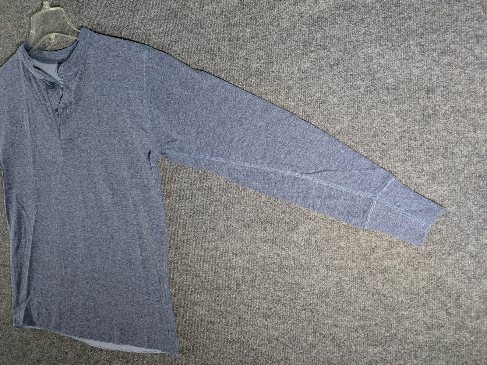 LL Bean Mens M Traditional Fit River Driver Henley Shirt Wool Nylon Blue Thermal gallery