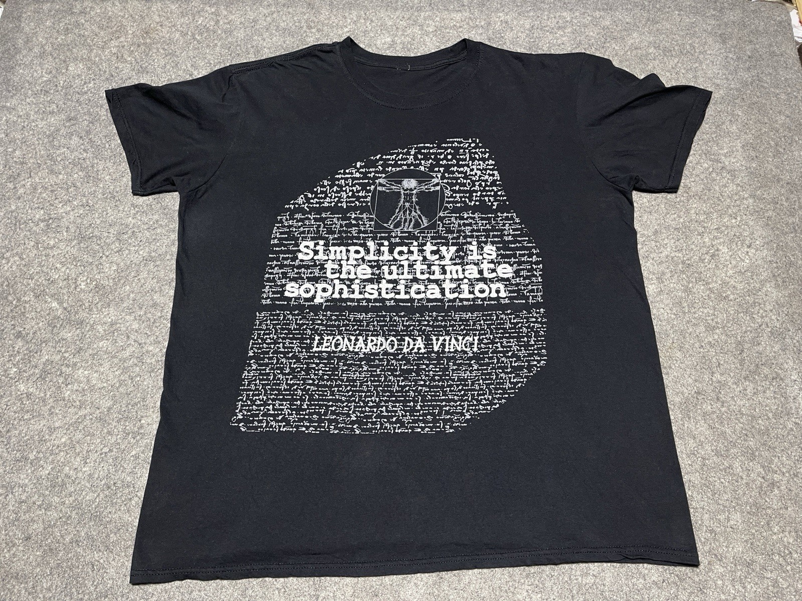 Simplicity is the Ultimate Sophistication Black Leonardo Da Vinci Shirt XL