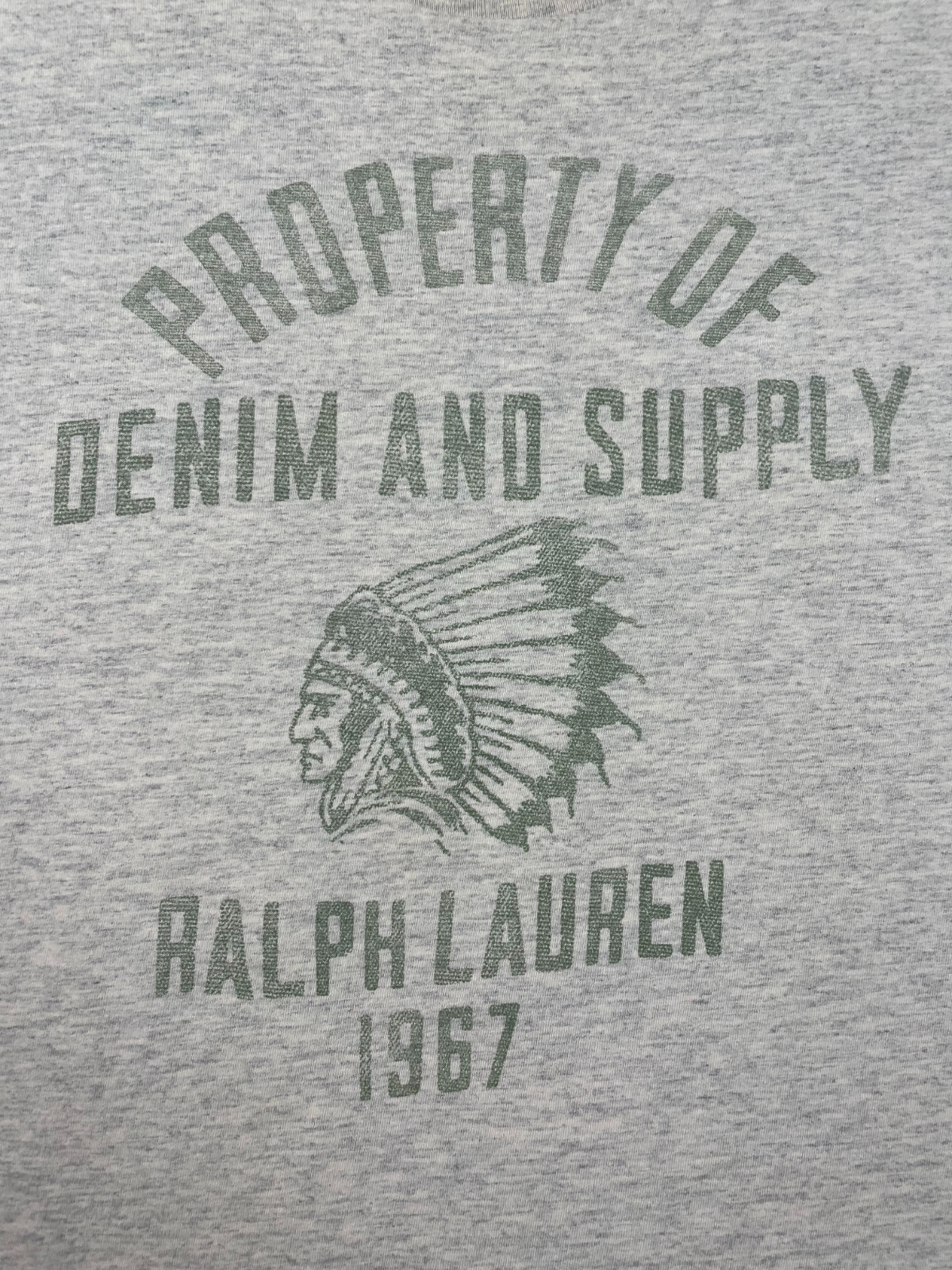 Denim Supply Ralph Lauren T Shirt Men XL Gray Indian Head Chief Graphic Tee 1967 gallery