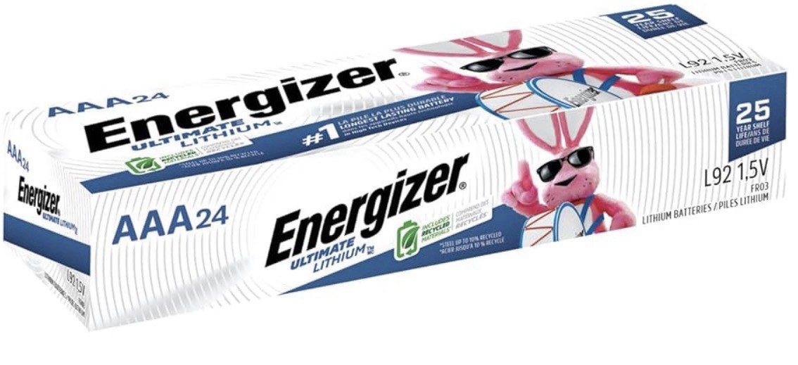 Energizer Ultimate Lithium AA Batteries 24-Pack  Expires 12/2050