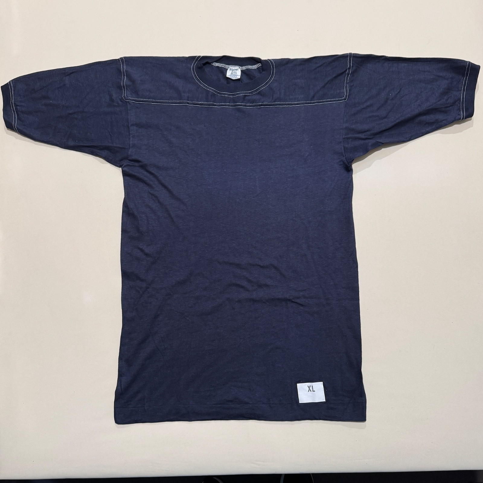 Vintage Signal Adult XL (46) Navy Blue Football Cotton T-Shirt NOS gallery