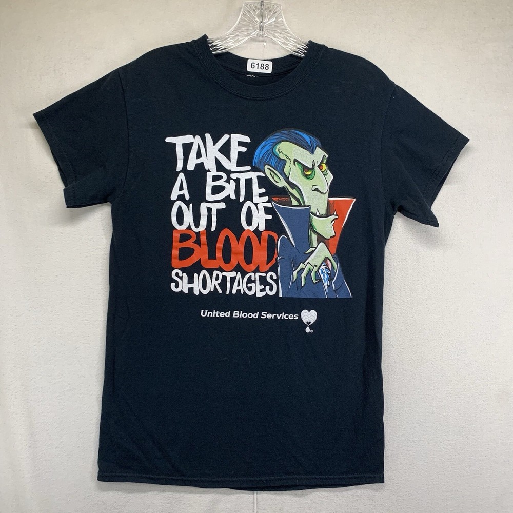 Vampire T Shirt Mens Size Extra Small Take a Bite Out of Blood Shortages