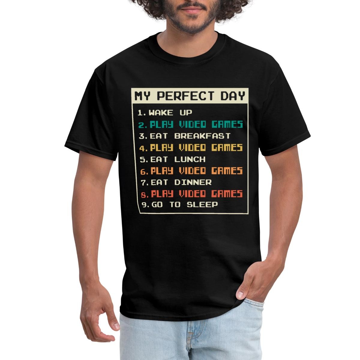 Gaming Perfect Day | Funny Gamer Routine Men's T-Shirt gallery