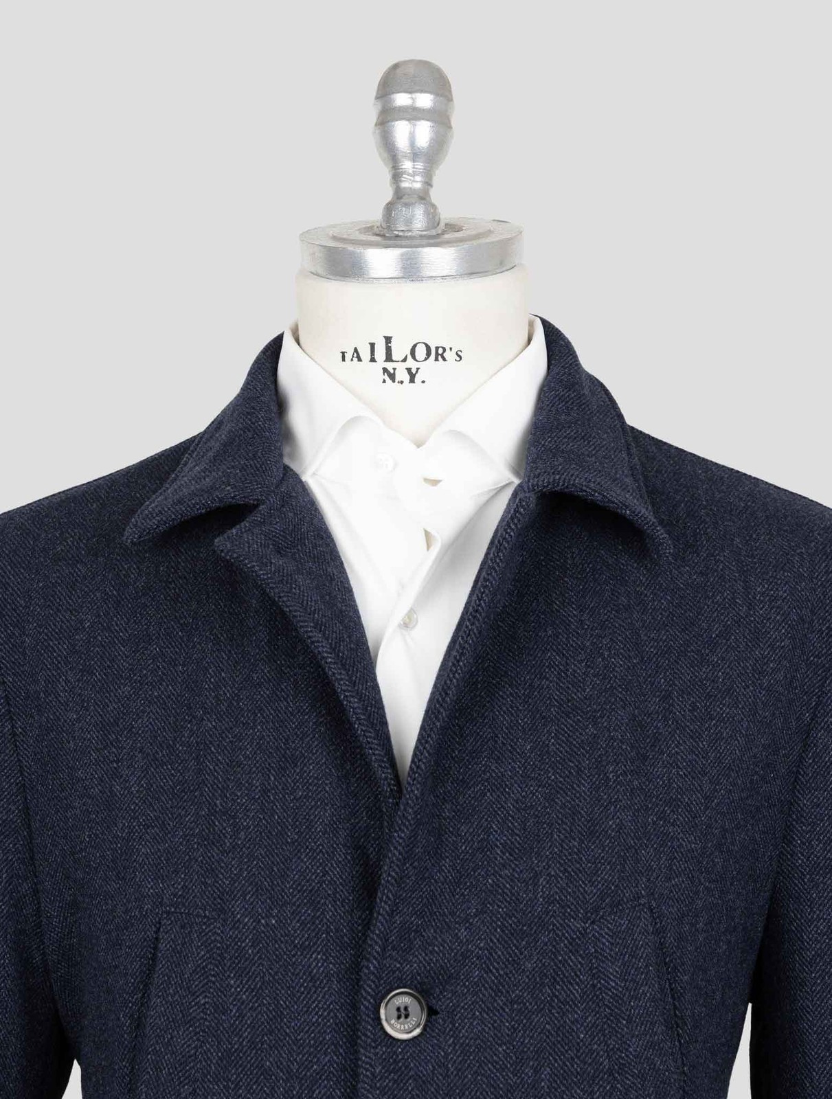 NEW LUIGI BORRELLI BLUE VIRGIN WOOL CASHMERE OVERCOAT US 46 - EU 56 BOR25 gallery