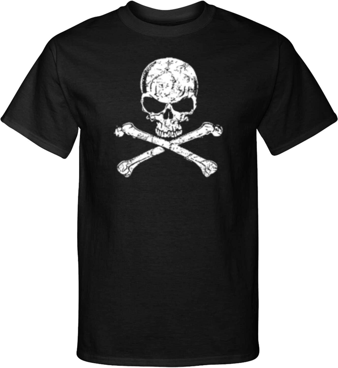 Halloween Tall T-shirt White Distressed Skull