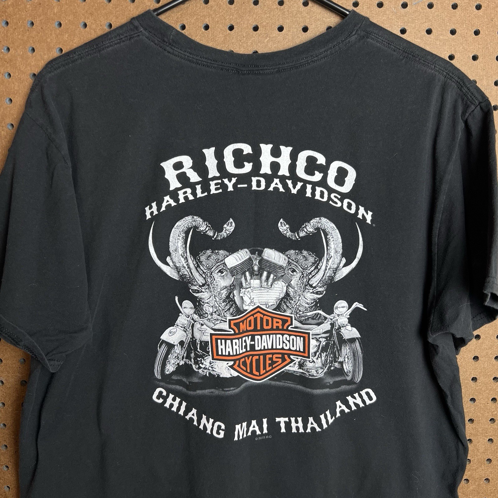 Harley Davidson Shirt Mens XL Black Motorcycle Biker Thailand Foreign Vintage gallery
