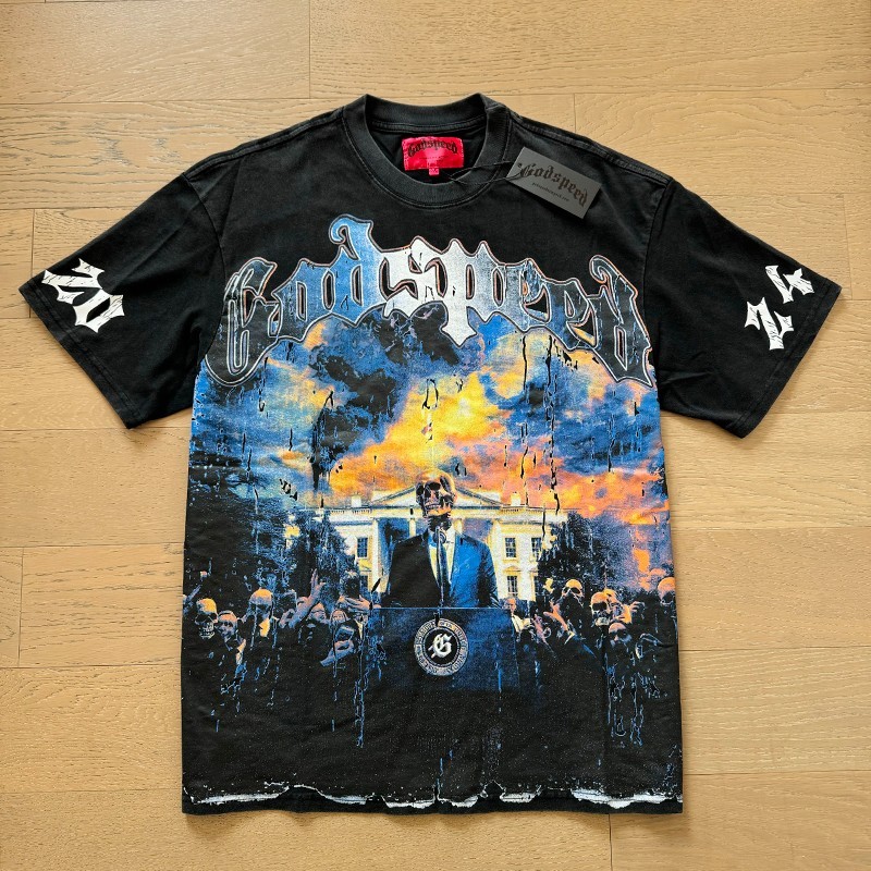 NEW 2026 Godspeed Skeleton Leader Pattern printing Tee Washed Mens T-shirt gallery
