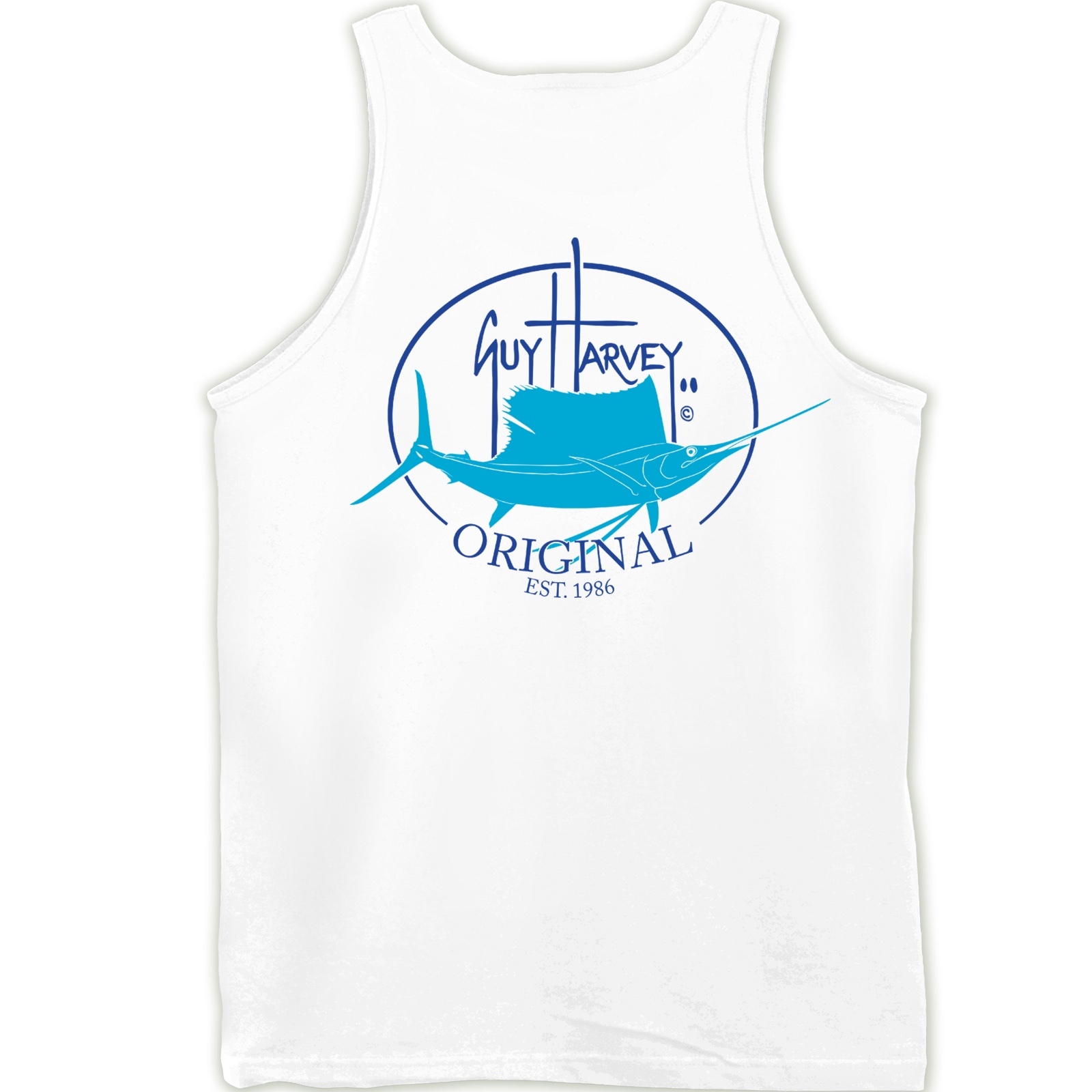 Guy Harvey Original Fin Fishing Boat Beach Tank Top. Pick Size..Fast Ship..White