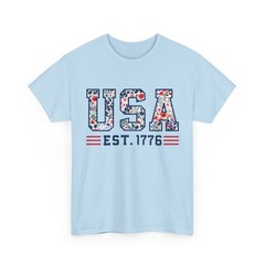 Floral Pattern Patriotic USA Shirt – 4th of July Graphic Tee Women Vintage