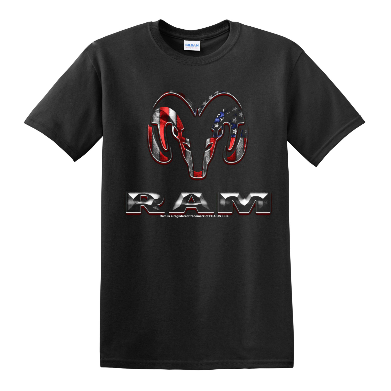 Dodge RAM Head USA Flag Patriotic Graphic Cotton T-Shirt Black Official Licensed gallery
