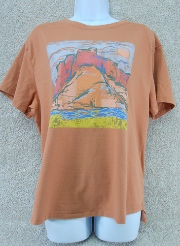 Two Great Orange/Rust Colored Tshirts: Sonoma Mountain Desert Scene Womans