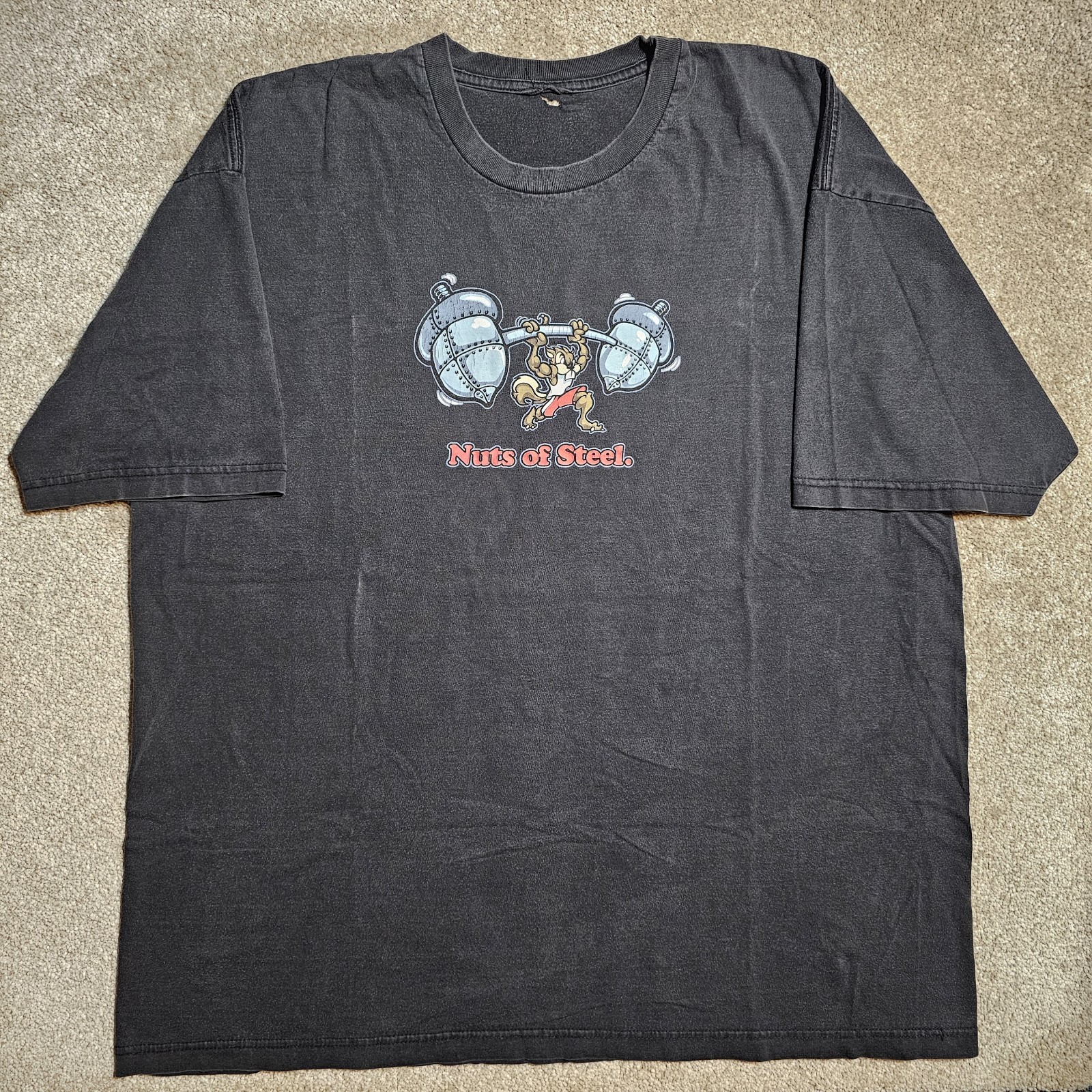 Vintage 90s Y2k Nuts Of Steel Squirrel T-shirt Mens 2XL Funny Grunge Skate Gym