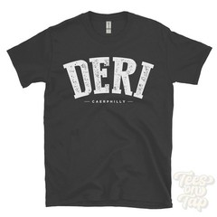 DERI CAERPHILLY T-SHIRT darran valley tir-y-felin wales college style