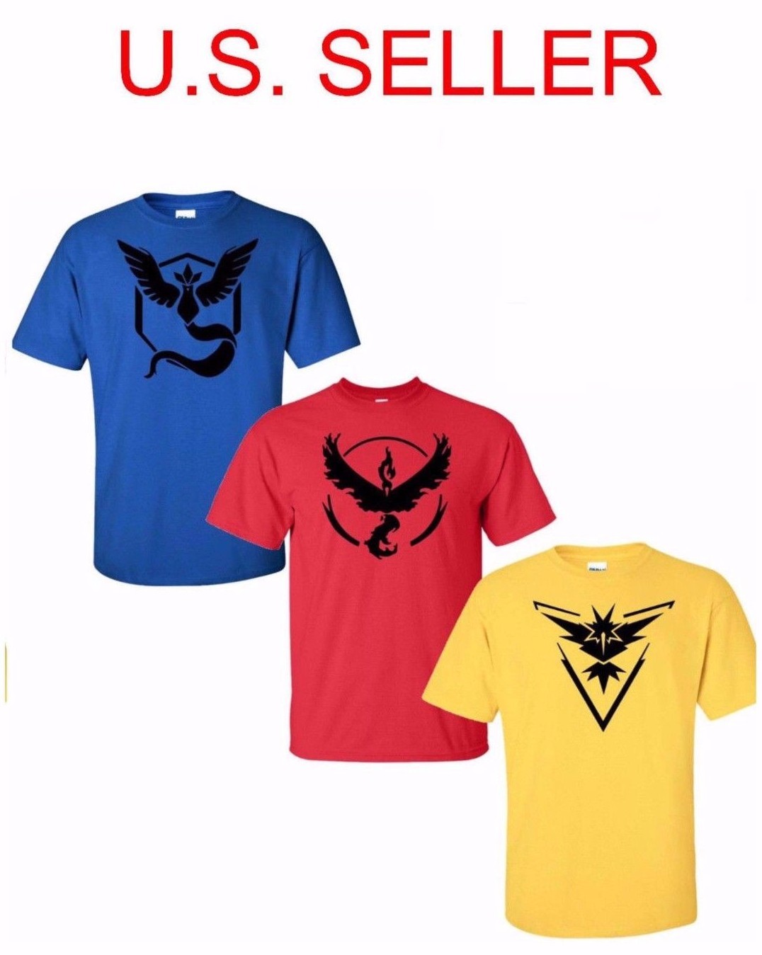 Pokemon T Shirt Tee Go Team Valor Team Mystic Instinct Pokeball T-Shirt