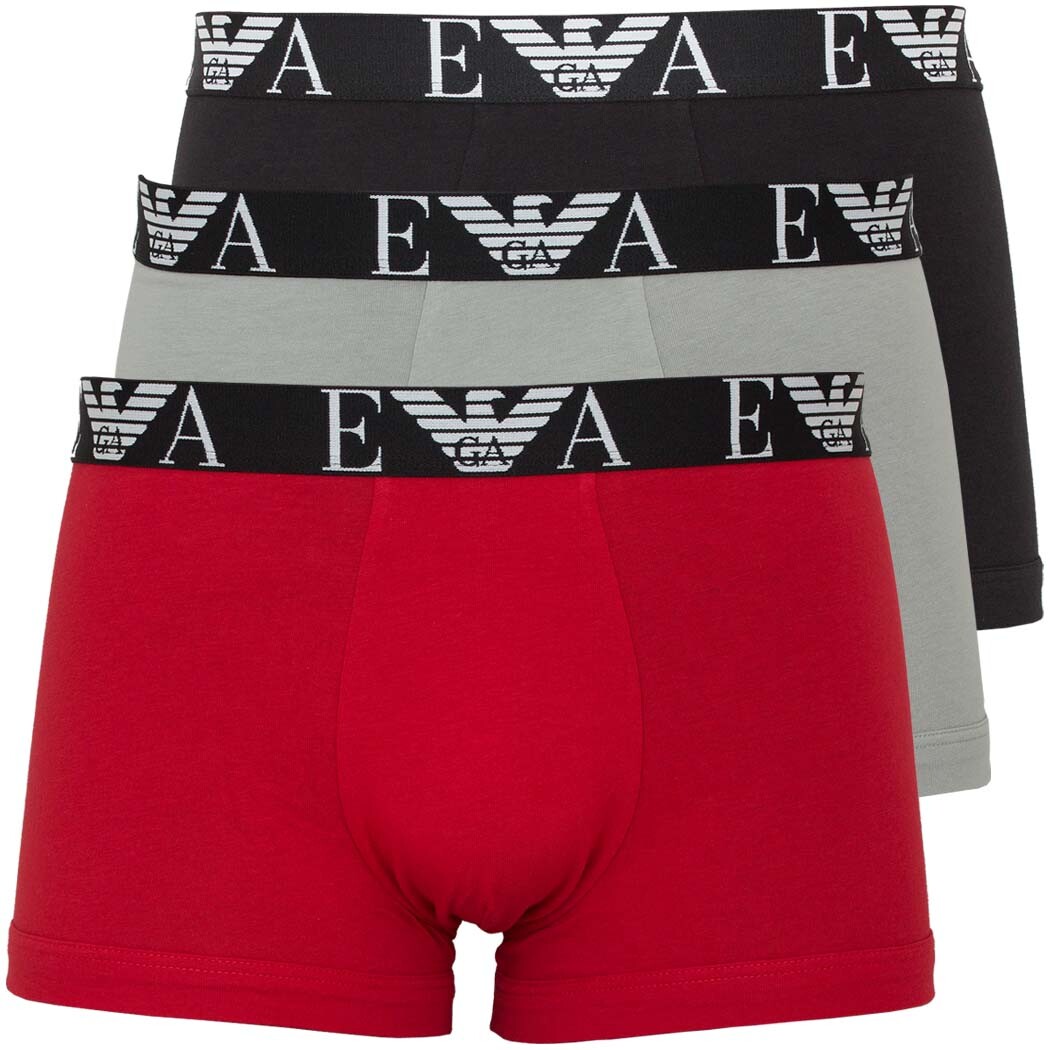 EMPORIO ARMANI Herren Boxer Shorts 3er Pack Baumwolle Stretch Trunks Logoband