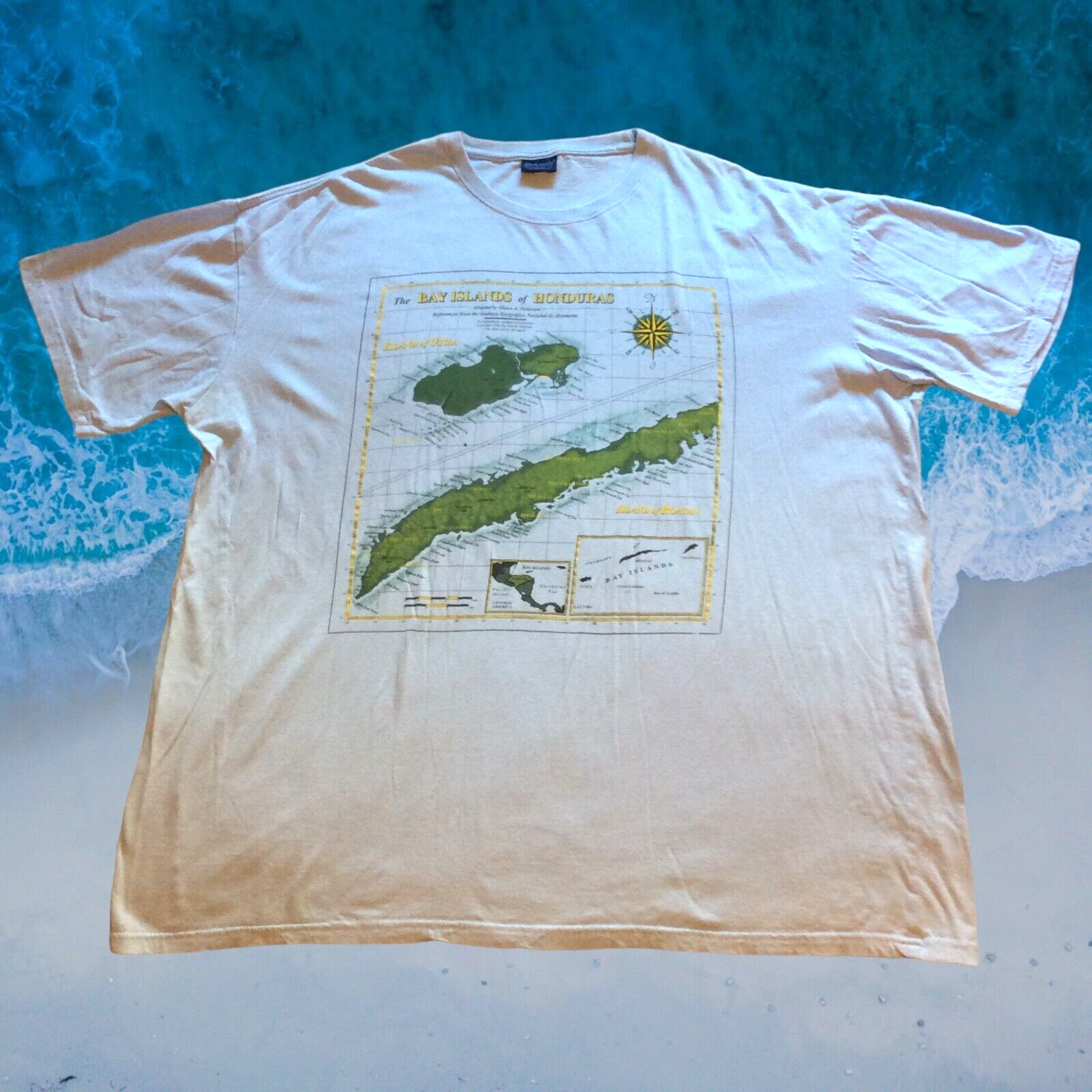Maknudo Bay Islands Honduras Map Light Blue 3XL T Shirt Vacation Beach Sea Ocean gallery