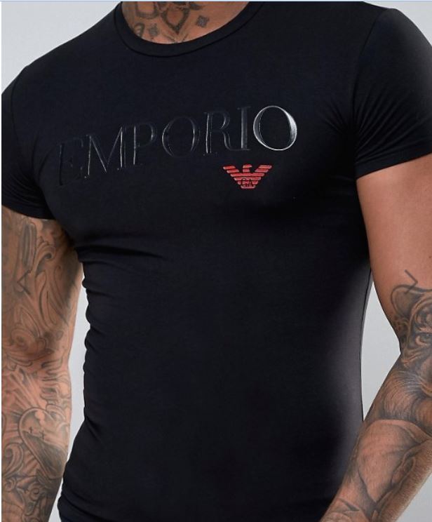 Emporio Armani Black Men’s T-Shirt Round Neck, size M*L*XL*XXL ,Glossy logo