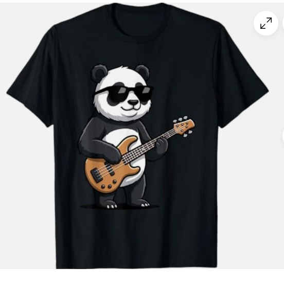 Funny Panda Playing Bass Guitar T Shirt