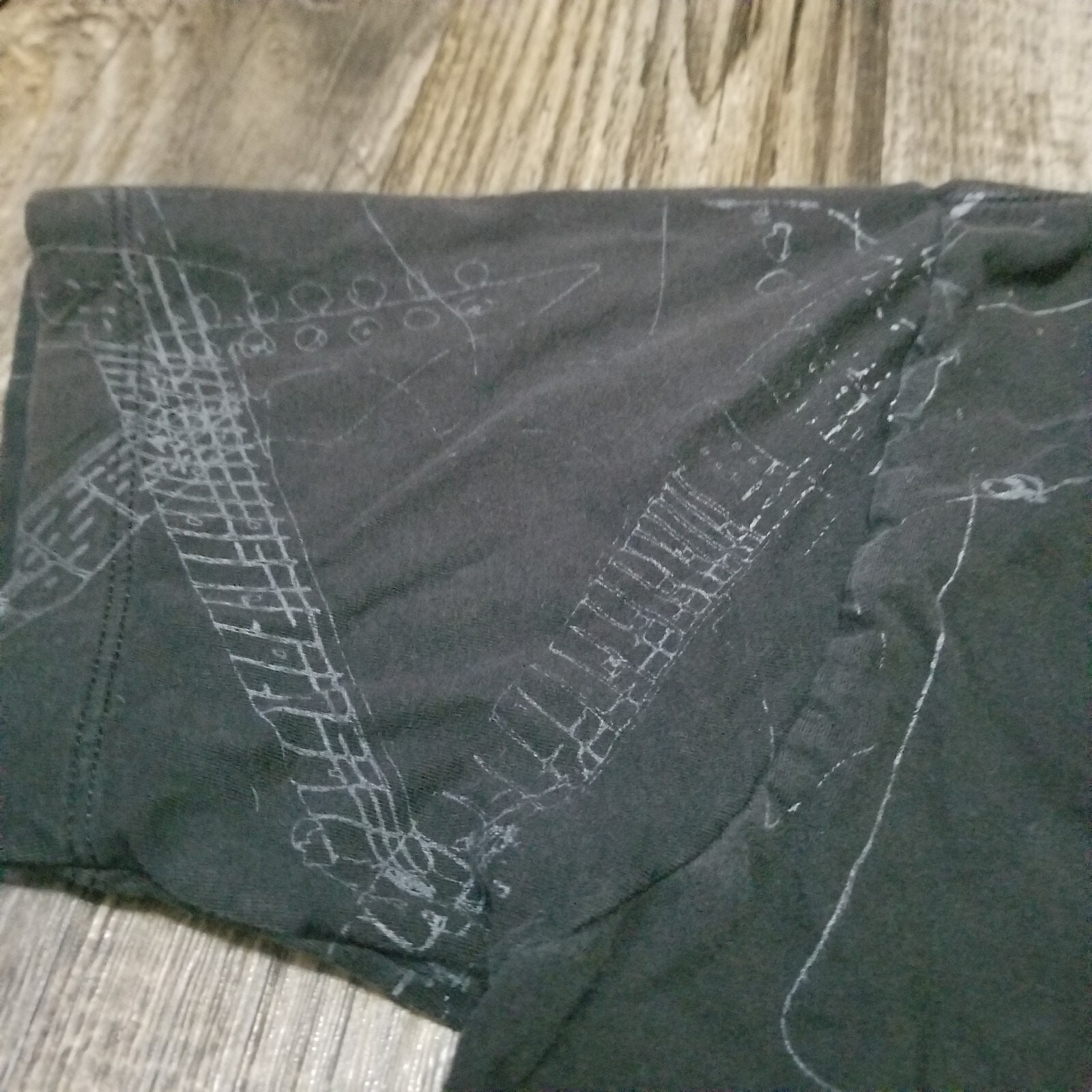 Black/Gray Utility Rock N Roll Guitar T-Shirt Mens XXL Grunge Metal Aop gallery