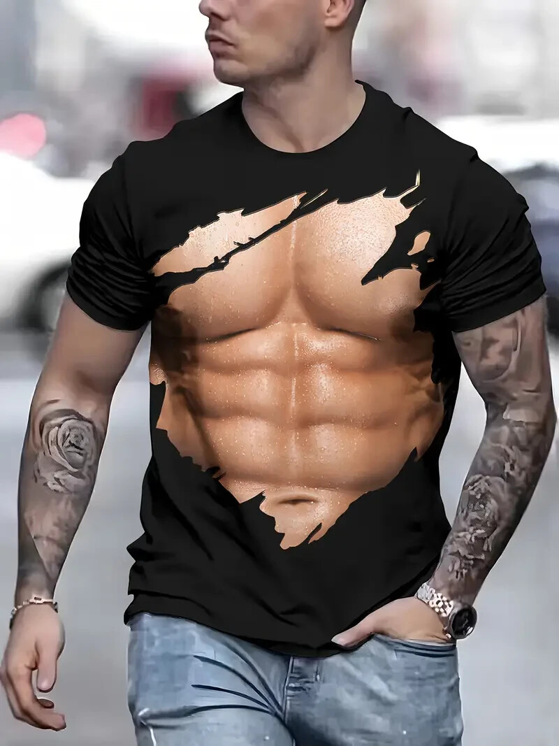 Men'S Casual Crew Neck T-Shirt, Polyester Knit Fabric with Slight Stretch gallery