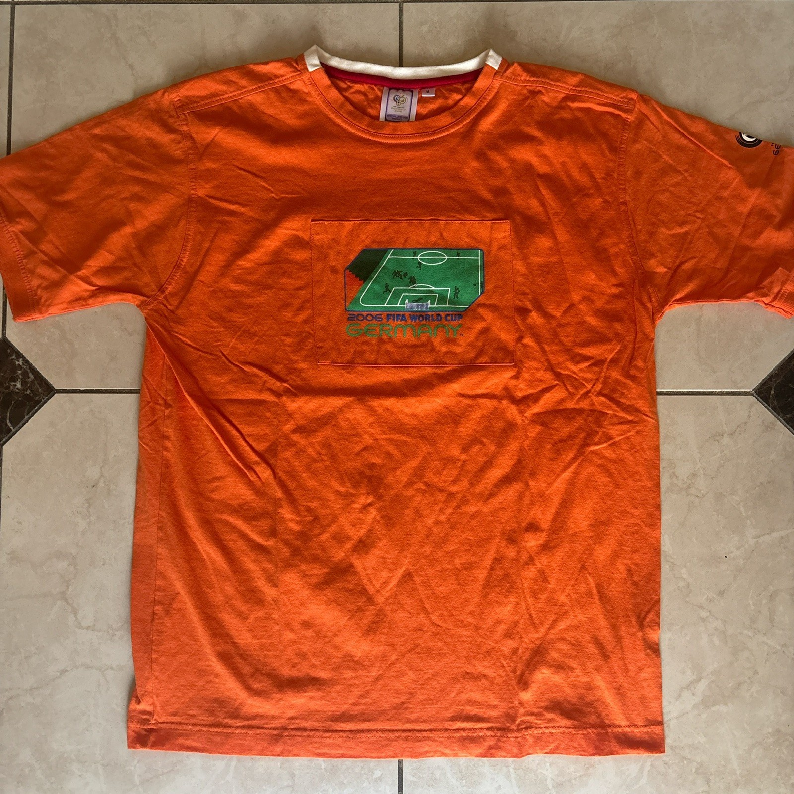 FIFA World Cup Germany 2006 Mens M orange Graphic T-Shirt Official Merch