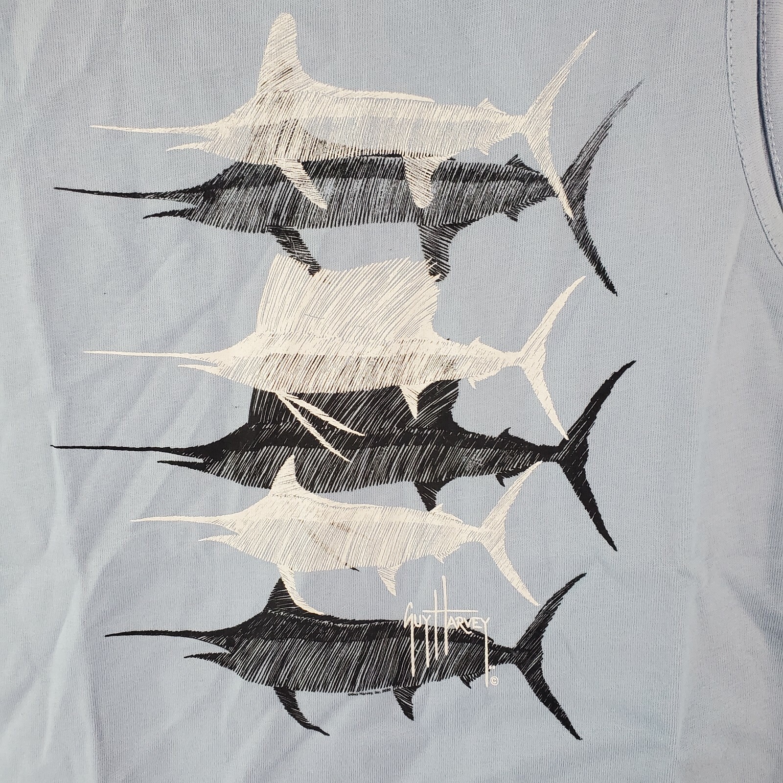 NWT Original Guy Harvey Powder Blue Sail Fish Tank Top Fishing - Choose Size gallery
