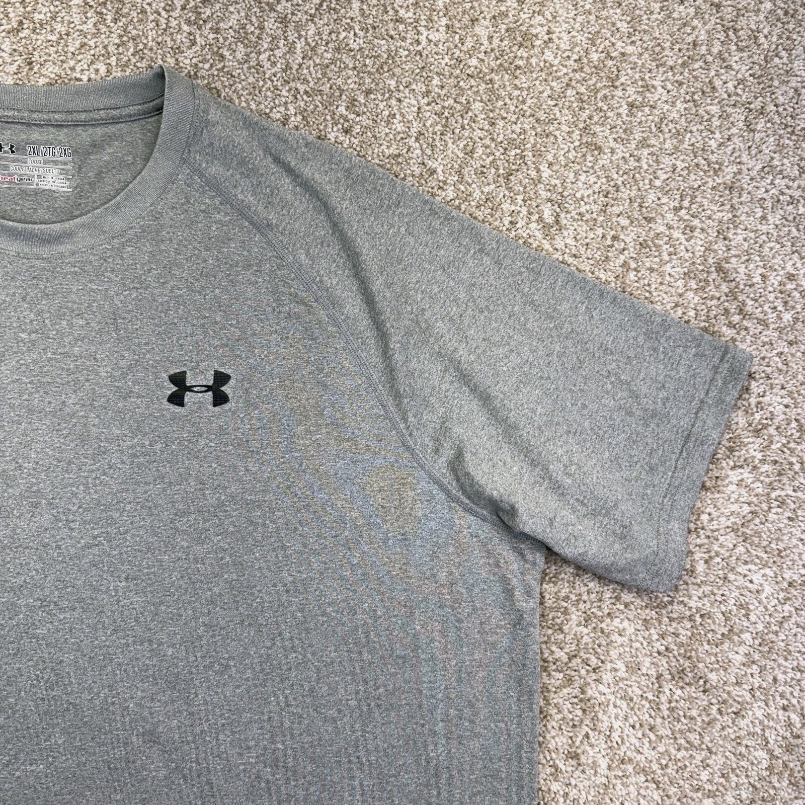 Under Armour Heatgear Training T Shirt Mens 2XL Gray Short Sleeve Raglan 1228539