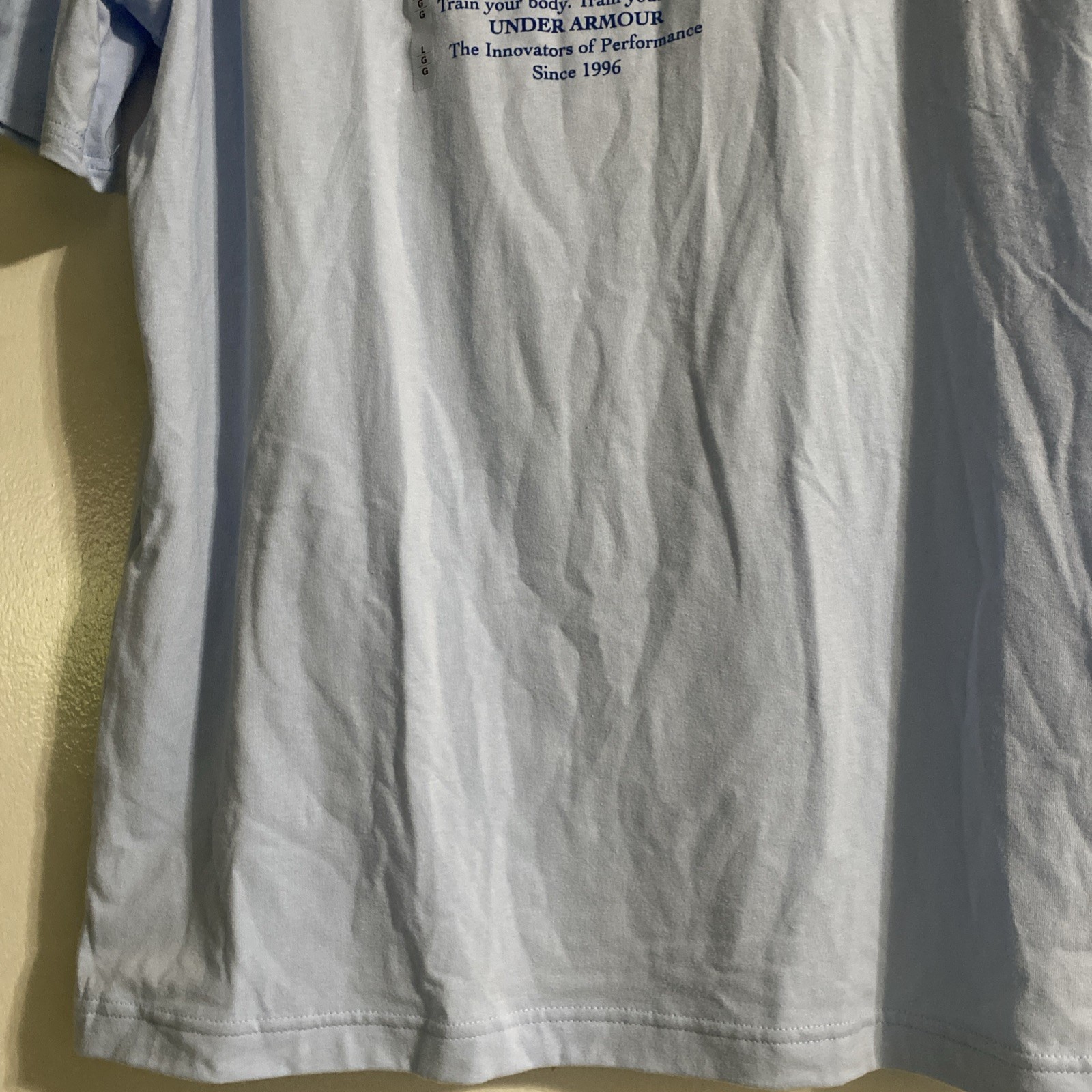 Under Armour Shirt Mens Large baby blue Cotton Running Fitted NWT Marathon gallery