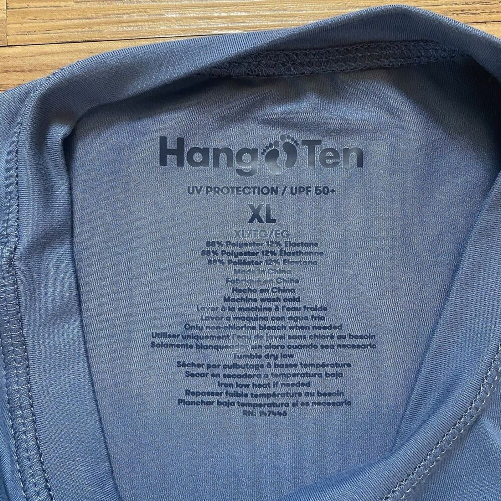 Hang Ten Mens XL Blue UPF 50+ Quick Dry Long Sleeve T-Shirt Sun Swim Rash Guard gallery