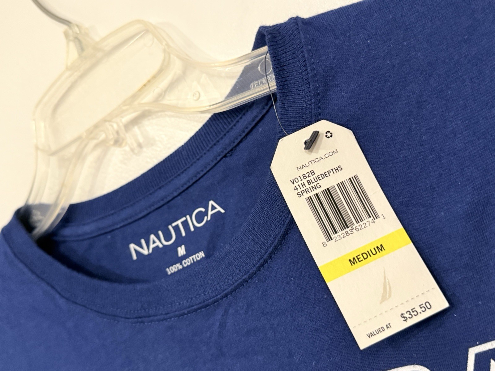 NEW Nautica '1983 Sailing' Shirt Size Medium Navy Long Sleeve Cotton Crew Jersey gallery